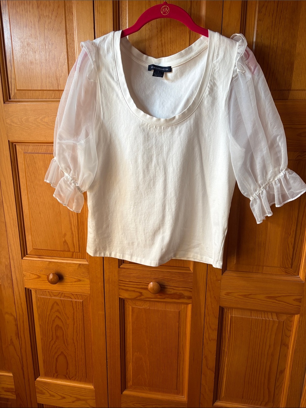 French Connection Pink Puff Sleeve Top